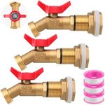 JaGely 3 Sets Brass Rain Barrel Spigot Kit with Heavy Duty Bulkhead Fitting Quarter Turn Ball Valve Spigot Rain Barrel Faucet Bucket Spigot for Aquariums, Water Tanks, Tubs, Pools (Red)