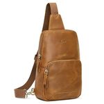 S-ZONE Sling Bag for Men Women RFID Blocking Genuine Leather Crossbody Shoulder Bag Backpack Hiking Daypack Travel