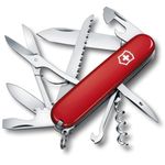 Victorinox Huntsman Swiss Army Knife, Medium, Multi Tool, Camping Knife, 15 Functions, Large Blade, Bottle Opener, Red