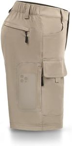Hiauspor Men's Hiking Cargo Shorts Big and Tall 10" Quick Dry Lightweight Waterproof for Golf Tactical Fishing Casual (Camel, 50)