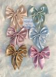 Starvis Silky Satin Hair Barrettes Bow Clip For Women Large Bow Hair Slides Metal Clips French Barrette Long Tail Soft Plain Color Bowknot Hairpin Holding Hair 90's Accessories Pack Of 6,Multi