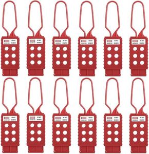 Frcctre 12 Pack Lock Out Tag Out Hasp, 6 Holes Lock Out Tag Insulating Nylon Padlock Hasp Tamper-Proof and Impact-Resistant Plastic Loto Hasps for Industrial Equipment Maintenance