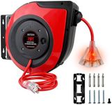 FSTSN Retractable Extension Cord Reel 75 Feet - 14 AWG/3C SJTOW Heavy Duty Power Cord with 3 Lighted Outlets & 10A Circuit Breaker -Indoor Use for Garage, Workshop, Garden, Home (Red)