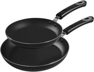 KICHLY Non Stick Frying Pan Set - 2 Pcs Induction Hob Pan Set - Professional Chefs Pan Sets Non Stick - Kitchen Cookware Induction Frying pan 28cm and 20cm (Black, 1 Set of 2)