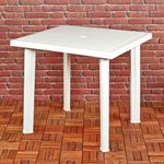 URBN GARDEN White Square Garden Plastic Lightweight Table Patio Deck Outdoor Furniture