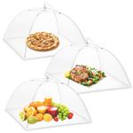 Onarway 3 Pack Food Serving Tents 14 Inch Pop-Up Encrypted Mesh Food Covers, Keep Flies Bugs Mosquitoes Away, Fine Net Screen Umbrella for Outdoors, Parties Picnics, BBQs, Reusable and Collapsible