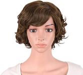 MapofBeauty 11.8 Inch/30cm Special Women Short Curly Side Bangs Fashion Wig (Brown)