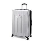 Swiss Gear Chrome Checked - 28" Large Luggage - Hardside Expandable Spinner Luggage , Silver