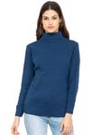 Kvetoo Acrylic Turtle Neck Sweater for Women Indigo Size: XL