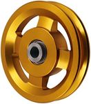 rockible Bearing Pulley Wheel Cable Gym Fitness Equipment Part Universal, Gold, 95mm