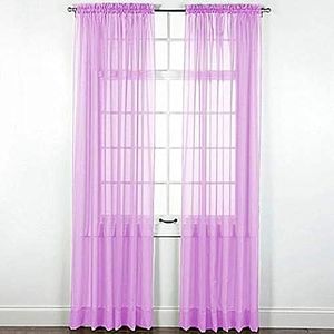 Sapphire Home Lilac Sheer Curtains - 2 Panels Set, 54" x 108", Transparent, Light Filtering Privacy Voile Drapes, Sheer Window Curtains for Living Room, Bedroom, Kitchen, Dining Room - Lilac