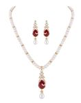 Hyderabad Jewels Natural Fresh Water Single String Pearl Set For Women Girls (RED)