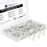 ELECFUN 300 pcs Non Insulated Butt Connectors Kit 22-10 Gauge Uninsulated Butt Connector 22-16 AWG, 16-14 AWG, 12-10 AWG Electrical Wire Crimp Ferrule Terminals