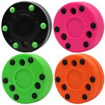 Green Biscuit Roller Hockey Pucks 4 Pack Multi Colors- Fast 2 Day Ship/Free Sticker-Official Off Ice Hockey Pucks for Stick Handling, Passing, & Shooting Practices-Street Hockey Puck, Dia 3",Thick 1"