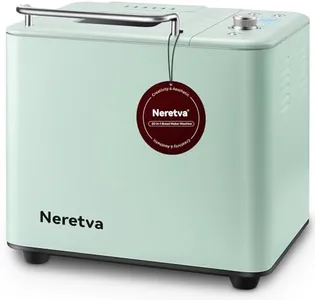 Neretva Bread Maker Machine , 20-in-1 2LB Automatic Breadmaker with Gluten Free Pizza Sourdough Setting, Digital, Programmable, 1 Hour Keep Warm, 2 Loaf Sizes, 3 Crust Colors - Receipe Booked Included (Mint Green)