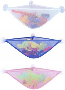 3 Pcs Bath Toy Storage Bath Toy Holder With 3 Strong Suction Cups, Bathtub Toys Net Holder Organizer, Corner Shower Caddy Bag for Baby Boys And Girls - Blue, Pink, White