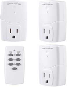 BN-LINK Mini Wireless Remote Control Outlet Switch Power Plug In for Household Appliances, Wireless Remote Light Switch, LED Light Bulbs, White (1 Remote + 3 Outlet) 1250W/10A