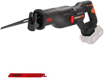 WORX Nitro - Scie sabre brushless sans fil 20V - WX516.9 (Livrée sans batterie ni chargeur, Changement Rapide de Lame, Vitesse de Coupe Variable, Lumière LED, 1 lame bois et 1 lame métal)
