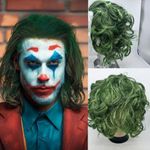 OUMDON Halloween Clown Mask with Green Wig, Latex Full Head joker-Mask, Halloween Scary Horror Cosplay Prop for Teenagers and Adults