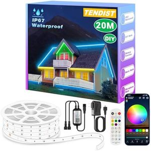 20M Outdoor LED Strip Lights Waterproof, IP67 Bluetooth Long Rope Light Strips RGB, 24V Led Light Music Sync Flexible Color with Smart App Control for Pool, Gazebo, Balcony, Eave, Patio Decor