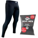 Real Men B & D Pouch Compression Pants Men- 1, 2 & 3 Pack, Mens Leggings, Yoga Pants, Tights, Base Layer Men Cold Weather, D Pouch 1 Pack- Black W Black Stitch, X-Large