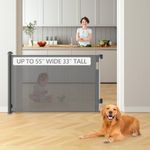 Bulubaky 33" Tall Extends up to 55" Wide Mesh Baby Gate, Retractable Baby Gate Dog Gate Indoor Outdoor, Extra Long Baby Gate for Doorway Stair Gates for Kids or Pets