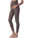 POSHDIVAH Women's Maternity Leggings Over The Belly Pregnancy Yoga Pants Active Wear Workout Leggings, Brown, Medium