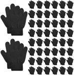ONESING 50 Pairs Knitted Winter Gloves Children Gloves Bulk Kids Gloves for 4-6 years Boys Girls - Keep Little Hands Warm and Trendy Black