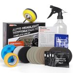 POLIWELL Headlight Restoration Kit 3 Easy Steps to Restore Sun Damaged Headlights Polish Headlights Lens Restore Cleaner DIY Polishing, Sanding Discs, Scouring Pads for Electric Drill, Total 24Pack