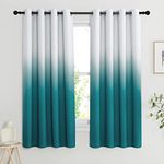 PONY DANCE Blackout Curtains for Bedroom-Eyelet Top Thermal Insulated Window Curtains Gradient Sea Teal Modern Style Home Decoration for Living Room, 52 x 63 inch, 2 Panels