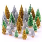 Desktop Miniature Pine Tree Tabletop Christmas Tree Small Pine Tree Decor Christmas Tree Toppers (Silver/Gold/Green 24pcs)