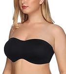 DotVol Women's Strapless Bandeau for Large Bust Unlined Seamless Underwire Minimizer Bras(Black，32DDD)