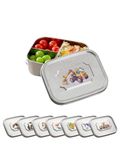 Baffect Stainless Steel Lunch Box, Portable Leakproof School Bento Box with 3 Compartments and 2 Side Clasps, Dishwasher-Safe Small Pack Lunch Box with DIY Stickers for Kids (850ml/30oz.)