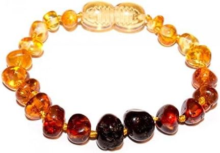 Baby J's - Ombre Coloured Bracelet/Anklet - Sizes 12-17cm - Premium Amber Bracelet - Handcrafted with 100% Baltic Amber - Fitted with a Safety Screw Clasp - Knotted to Prevent Scattering, 17 cm, Silk,