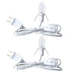 Accessory Cord with One Clear Light Bulb - 6 Feet UL-Listed White Cord with On/Off Switch Plugs - Perfect for Holiday Decorations and Craft Projects, 2 Pack