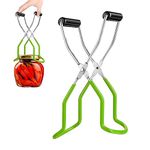 Elegital Canning Jar Lifter Tongs, Anti-Slip Stainless Steel Canning Jar Lifter with Safe Grip Handle for Canning Jars Mason Jars, Canning Jar Wide-Mouth Clip (Green)