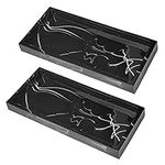 BIKHYY Bathroom Vanity Tray 2 Pack Resin Dresser Jewelry Ring Dish Tank Cosmetic Organizer Plate Holder for Perfume Candles Towel Soap Small Plant (2 Pack Rectangle Marble Black)