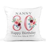 80th Birthday Gift for Women, Personalised Cushion/Pillow with Kids Names and Floral Design, Birthday Gift for Mum, Birthday Gift For Nanny/Grandma, 1941