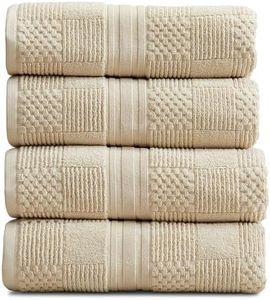 Springtree Home 100% Cotton Bath Towel Set | 4-Pack | Textured | Beige