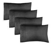 King Size Pillow Cases Set of 4 - Soft, Premium Quality Pillowcase Covers - Machine Washable Protectors - 20x40, 20x36 & 20x48 Pillows for Sleeping 4 Piece - King Size Black Pillow Cover Bedding