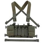 Tactical Chest Vest Rig Adjustable X Harness with 5.56 9mm Rifle Mag Pouches for Airsoft Shooting Wargame Paintball