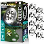 Bell+Howell Disk Lights Solar-Powered Auto On/Off Outdoor Lighting As Seen On TV () Set of 8; Regular Silver