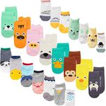 XM-Amigo Baby Socks,22 Pairs/Set,Animal Printing Cartoon Toddler Sock With Grips Anti-slip Baby Socks For Baby Girls Boys, 22 Pairs, S(0-12 Months)