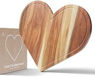 New - Large Heart Charcuterie Board - Acacia Wood Cutting Heart Shaped Charcuterie Board 16 x 13.2 Inches, Wooden Food Serving Tray, Cheese Platter - Cute Love Dinner Valentines Day Gifts