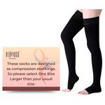 VERICCO WELLNESS Compression Stockings for Women and Men | Class 2 Thigh Length Medical Socks for Varicose Vein and Leg Pain Relief | 23-32 mm Hg | Compression Socks, Pair of 2, Black (XLarge)