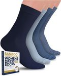 Pembrook Bamboo Viscose Women's Dress Socks, 4 Pairs - Navy Blue, Size Large/XL