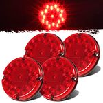 Partsam 4Pcs Red 7" Round Bus Van Semi Trucks Stop Lights Brake Lights/Parking Lights 17 LED Sealed LED Stop/Turn/Tail Bus Light for Trucks Trailers Towing RVs Buses ATVs Utility Vehicles