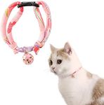 Necoichi Chirimen Cat Collar with Clover Bell (Pastel Pink)