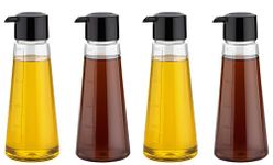 HOMEISH 500ml Transparent Cooking Oil Dispenser, Vinegar, Soya Sauce Dispenser, Oil Bottle with No Drip Spout, Foodgrade, Unbreakable, Leakproof (PACK4)