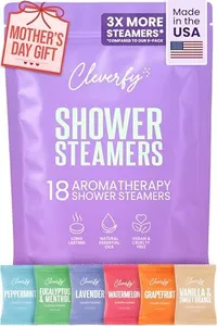 Cleverfy Shower Steamers Aromatherapy - 18 Pack of Shower Bombs with Essential Oils. Self Care Stocking Stuffers for Women and Teens and Christmas Gifts for Women. Purple Set